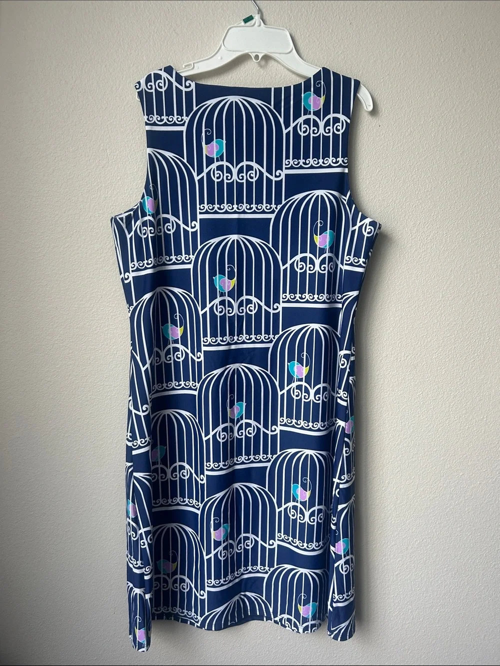 Jude Connally Navy Birdcage Print Sleeveless Shift Dress - Picture 4 of 4